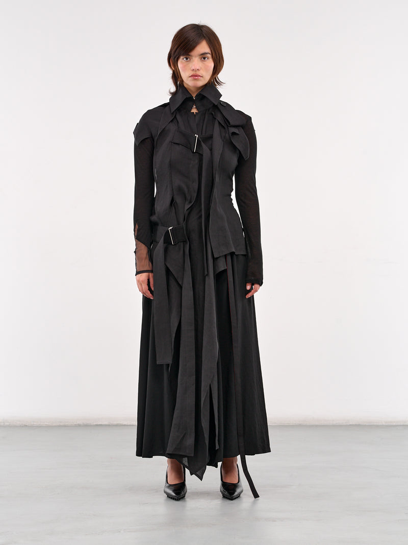 R Belt Long Jacket (FP-J07-301-1-BLACK)