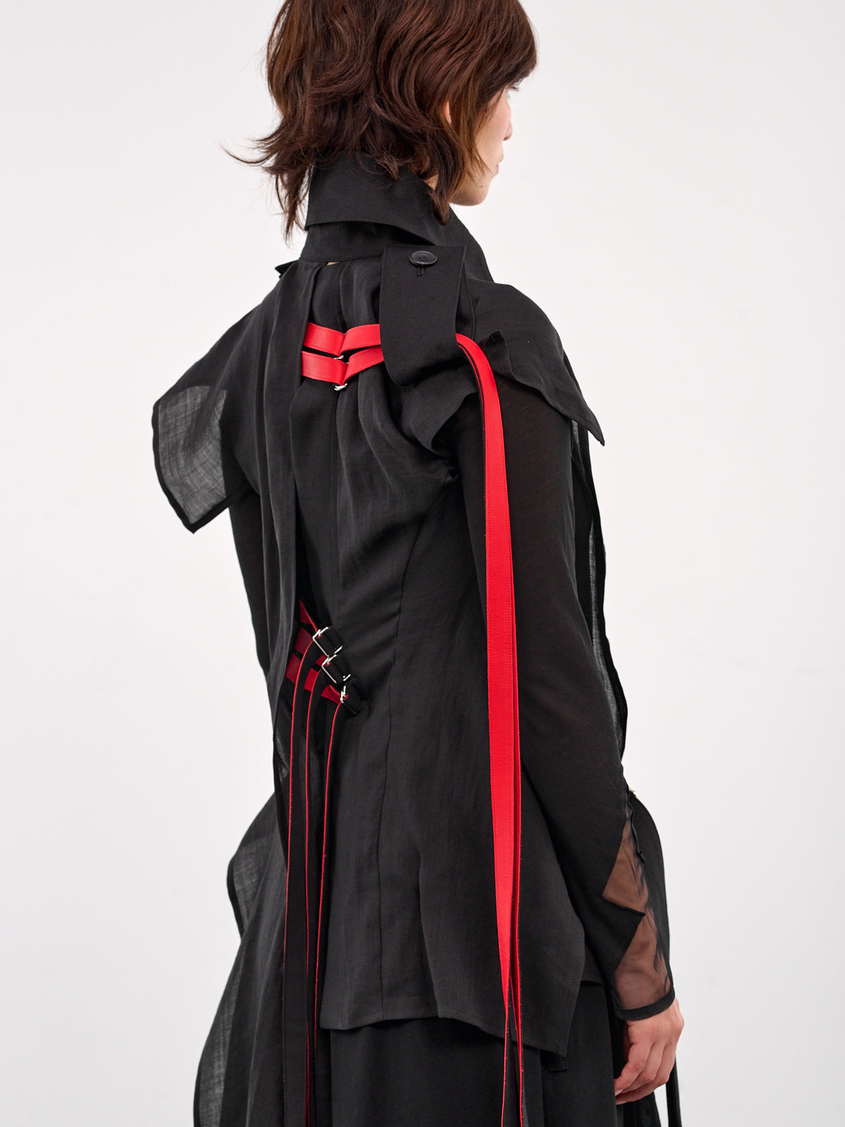R Belt Long Jacket (FP-J07-301-1-BLACK)