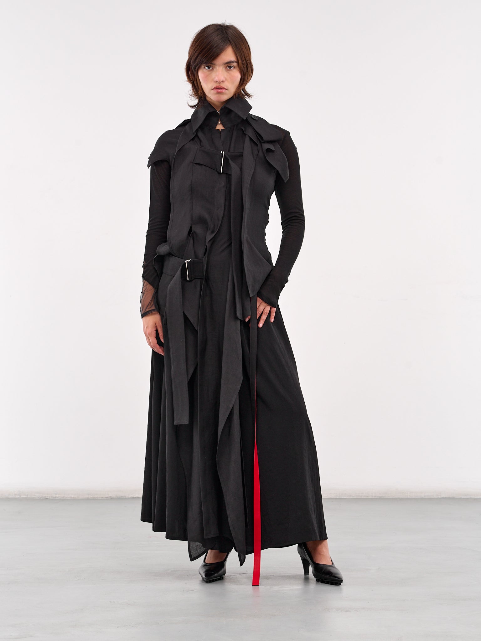 R Belt Long Jacket (FP-J07-301-1-BLACK)