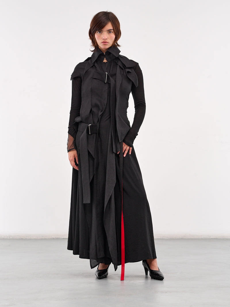 Crepe De Chine Skirt-Pants (FP-P62-500-1-BLACK)