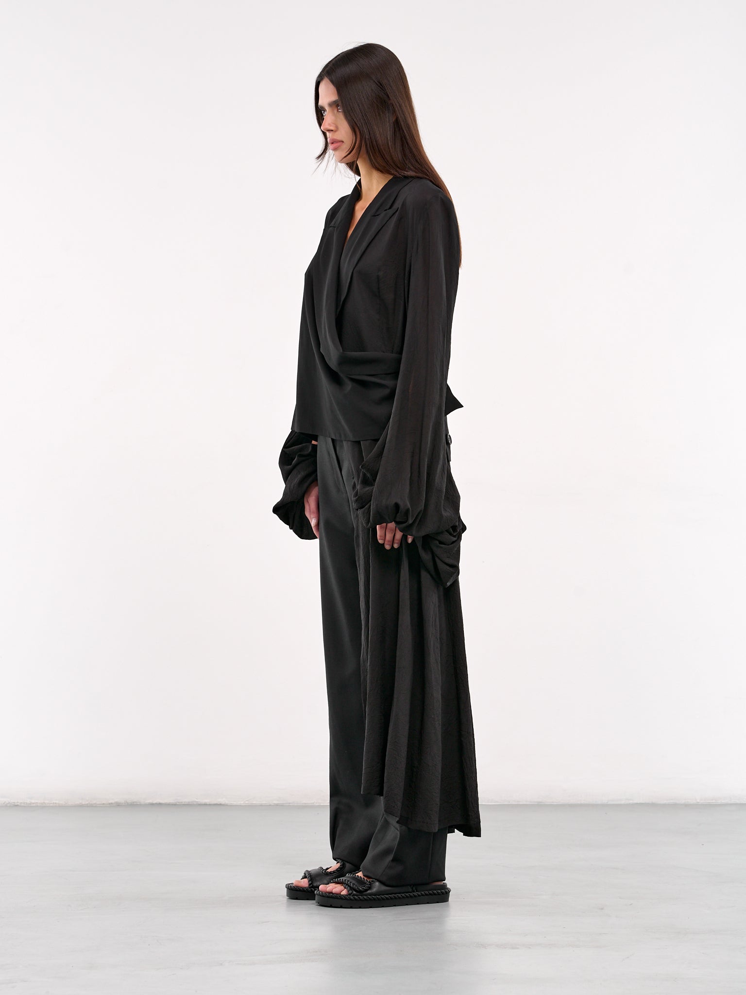 Balloon Sleeve Wrap Jacket (FP-J67-804-1-BLACK)