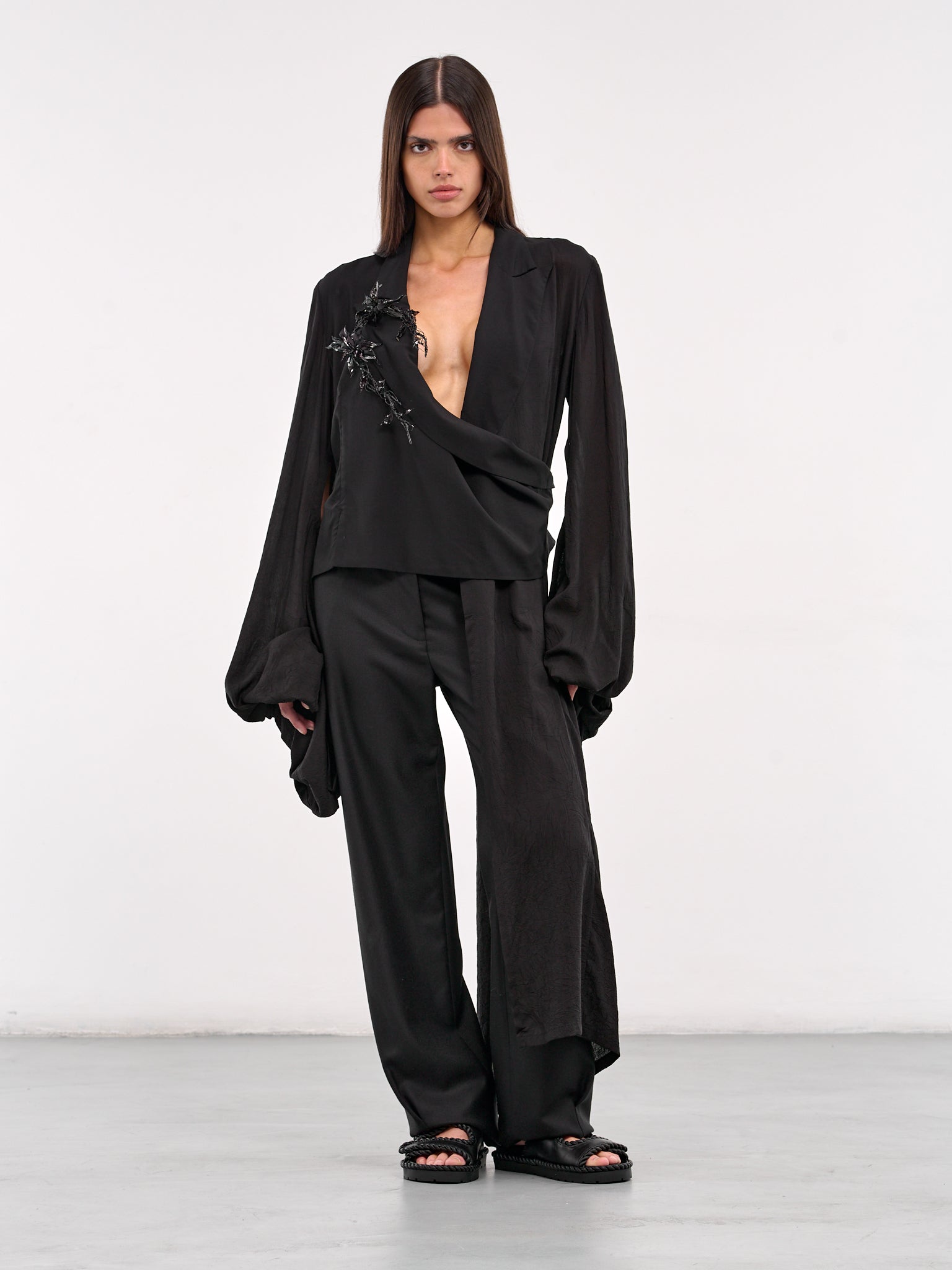 Balloon Sleeve Wrap Jacket (FP-J67-804-1-BLACK)