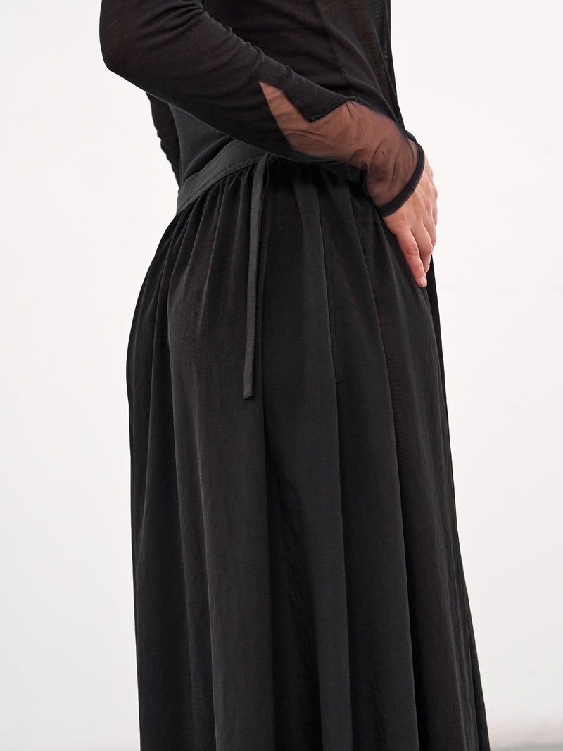 Crepe De Chine Skirt-Pants (FP-P62-500-1-BLACK)