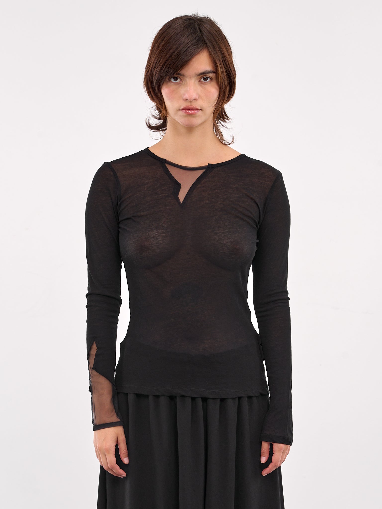 Kanade Diagonal Gauze Zigzag Tee (FP-T24-077-2-BLACK)
