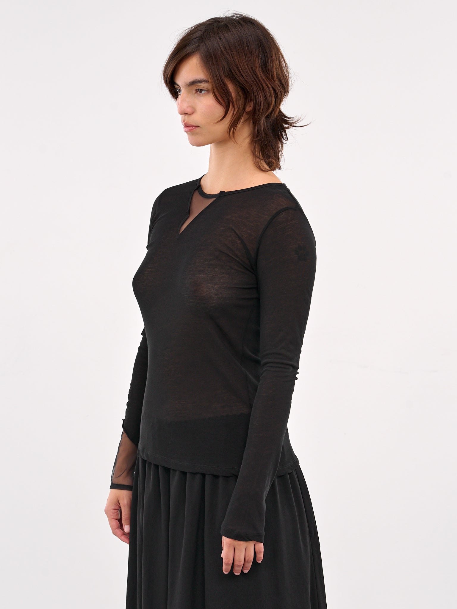 Kanade Diagonal Gauze Zigzag Tee (FP-T24-077-2-BLACK)