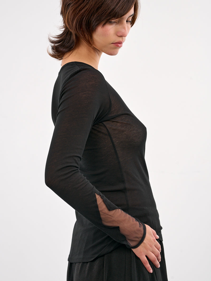 Kanade Diagonal Gauze Zigzag Tee (FP-T24-077-2-BLACK)