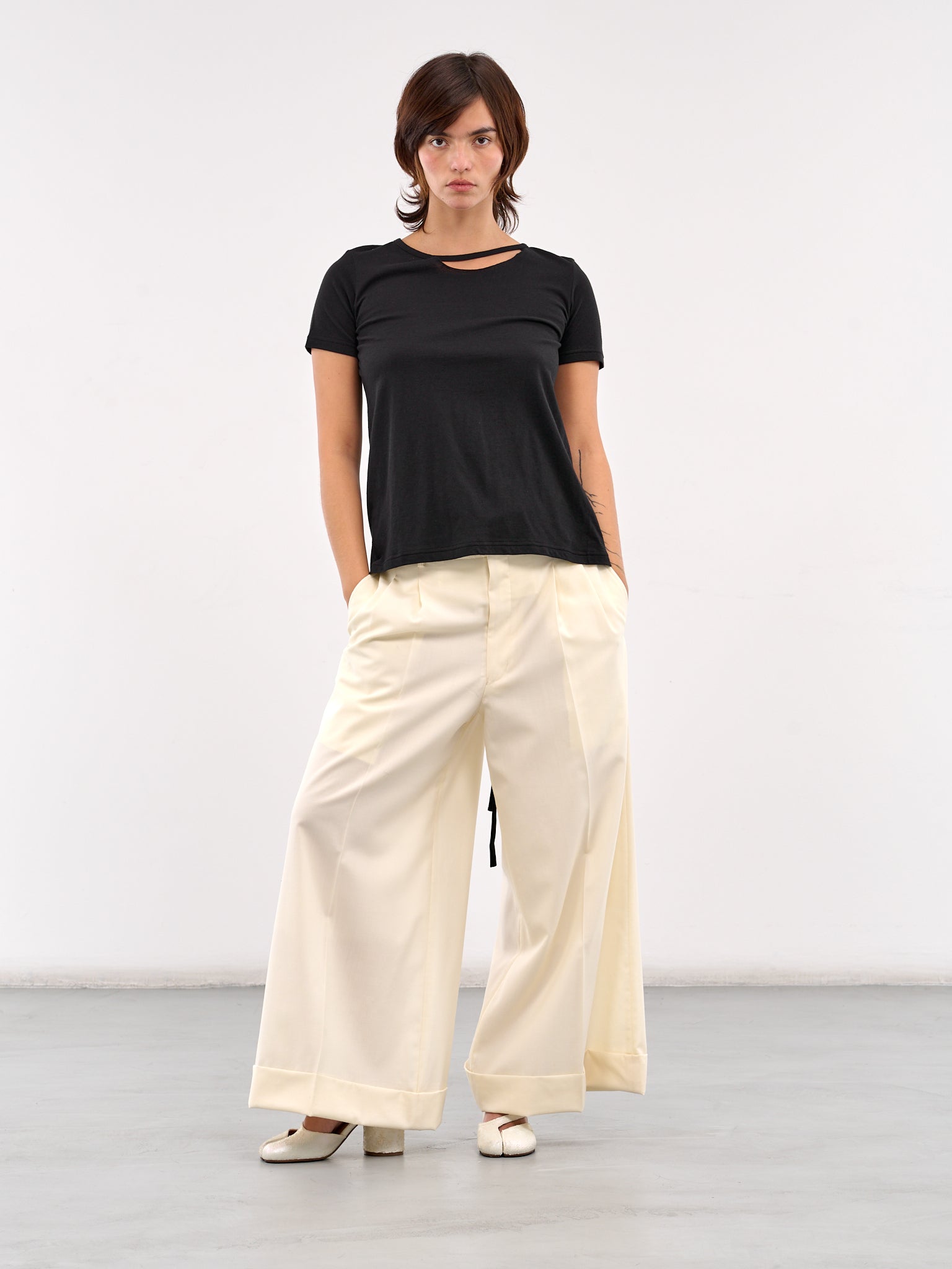 Ultra Wide Leg Trousers (GO-P006-OFF-WHITE)