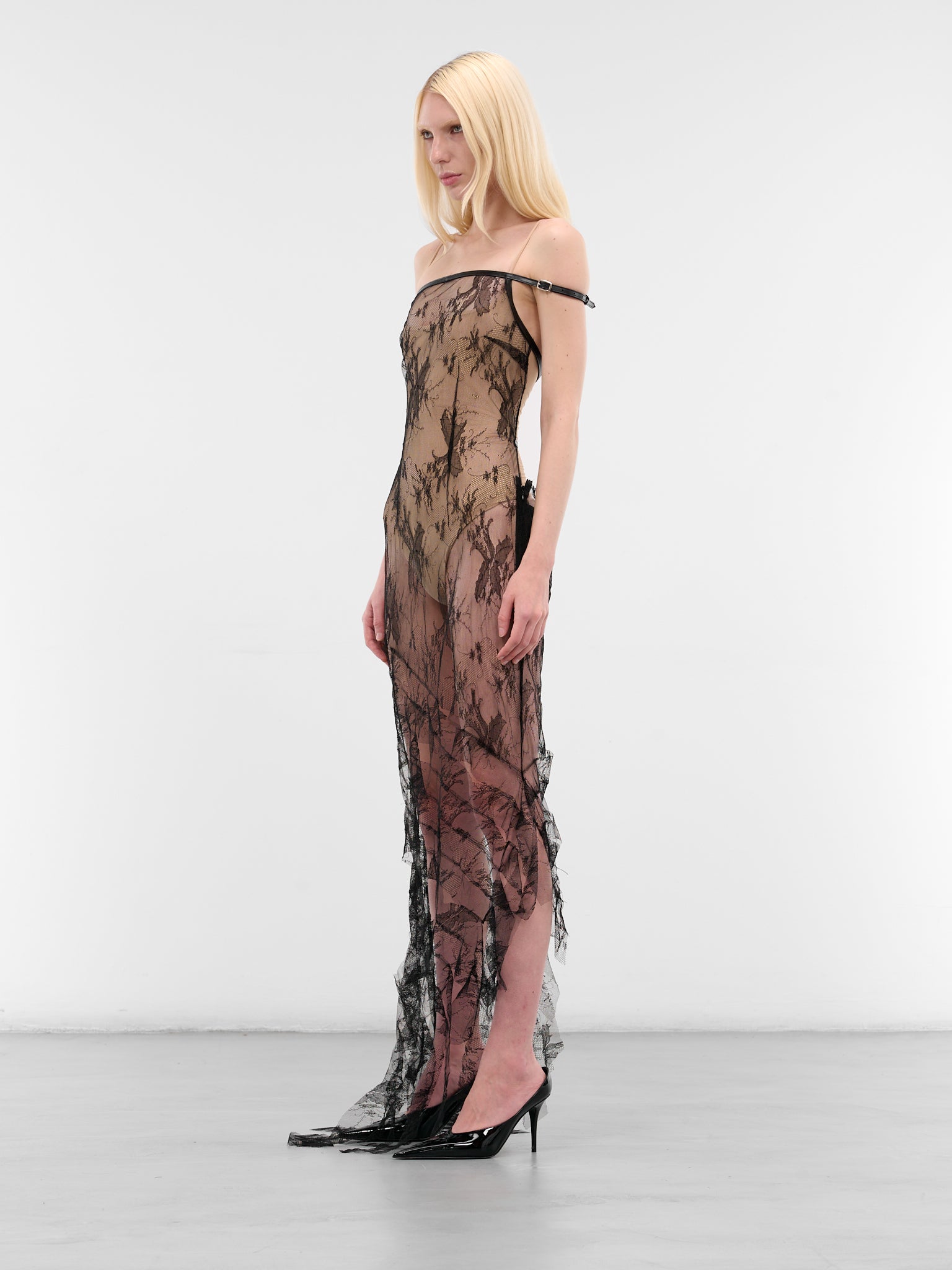 French Floral Lace Long Dress (FRENCH-FLORAL-LONG-DRESS-BLACK)