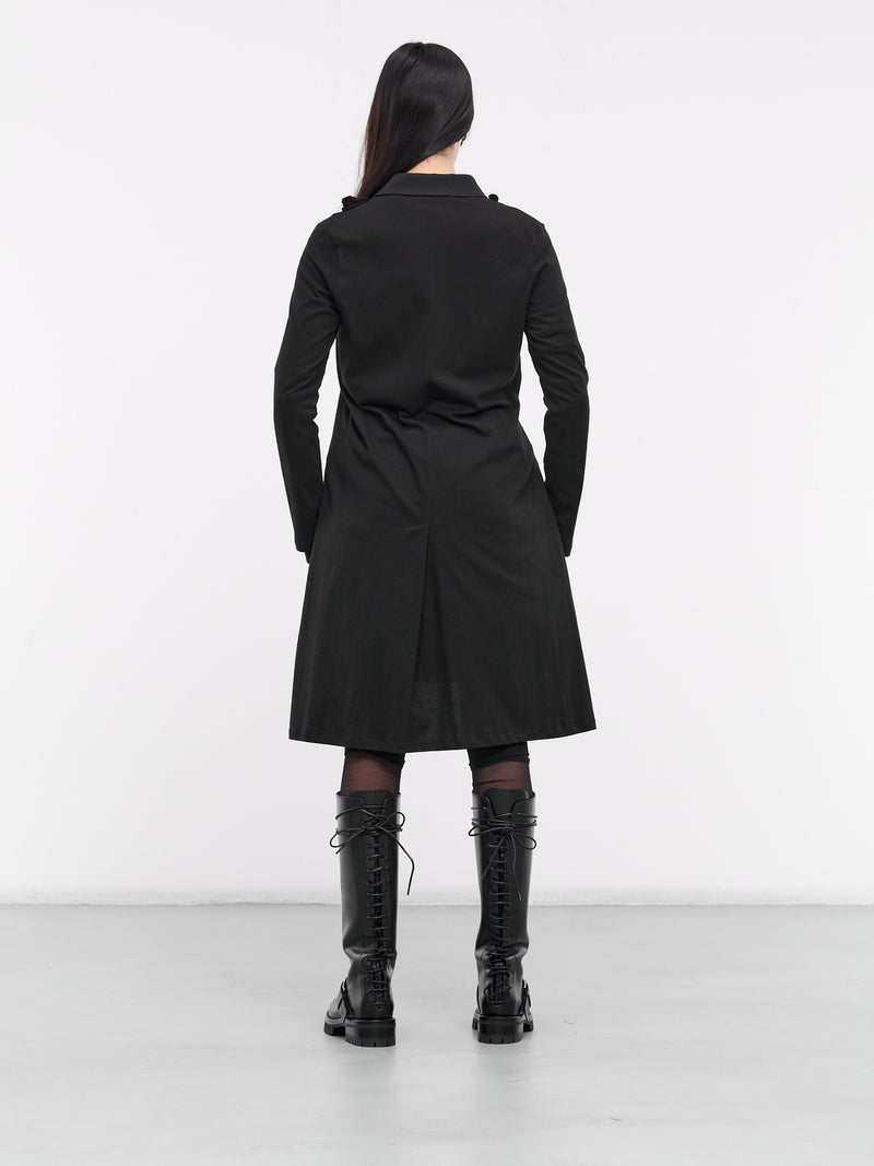 Gabardine Combination Long Jacket (FS-J62-800-BLACK)