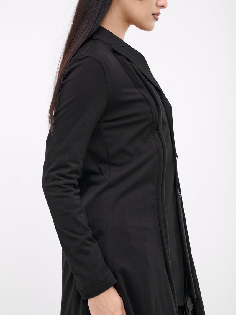 Gabardine Combination Long Jacket (FS-J62-800-BLACK)