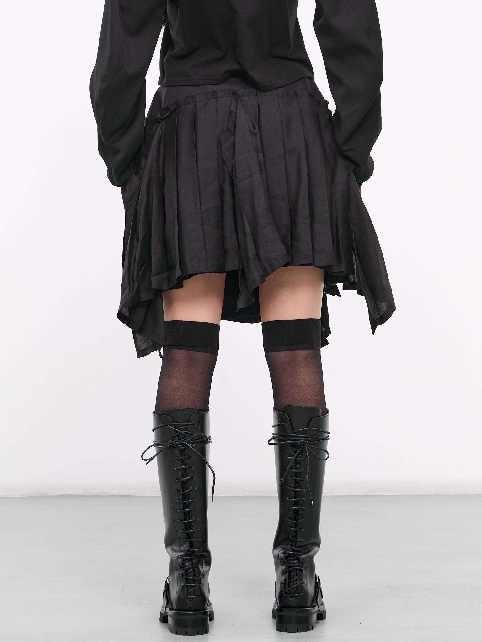 Twill Pleated Mini Skirt (FS-S13-204-1-BLACK)