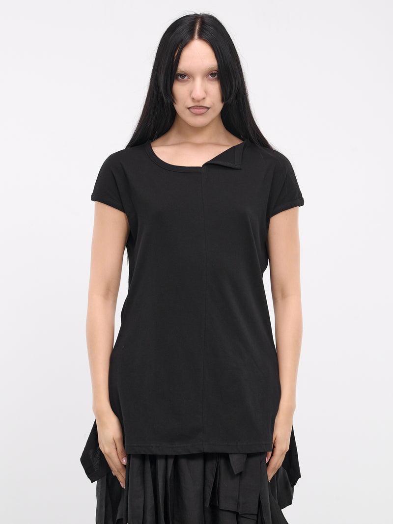 Paneled Flare Short Sleeve Top (FS-T37-077-1-BLACK)