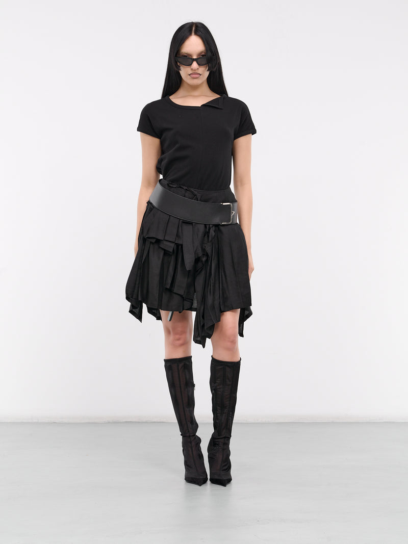 Paneled Flare Short Sleeve Top (FS-T37-077-1-BLACK)