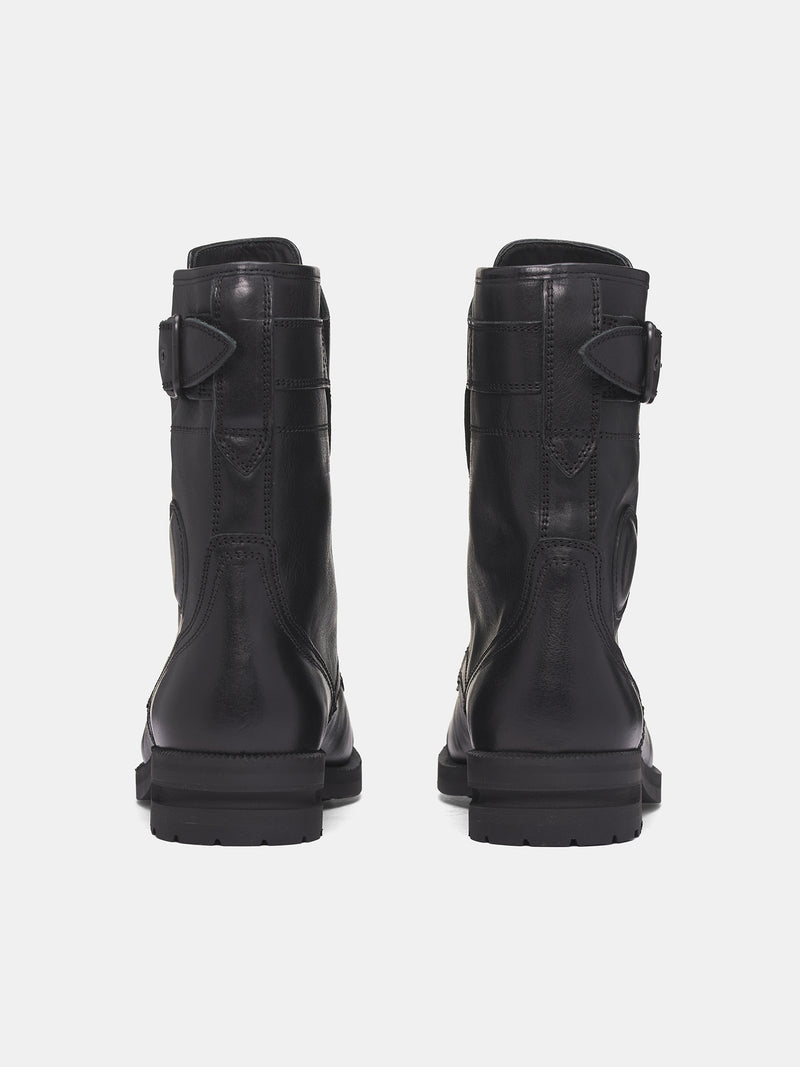 Black Leather Fitz Military Boots (FT01-156-PETROL-BLACK)