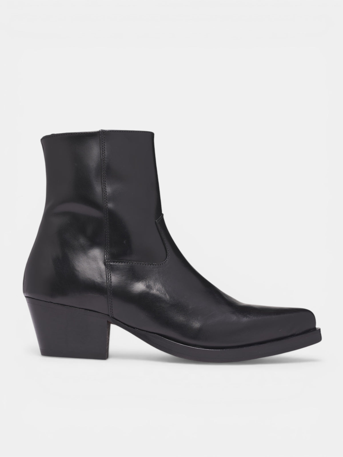 Black Leather Western Zip Boots (FT01H-LE01-BLACK-S26)