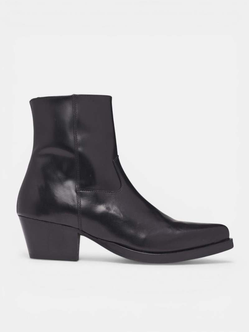 Black Leather Western Zip Boots (FT01H-LE01-BLACK-S26)
