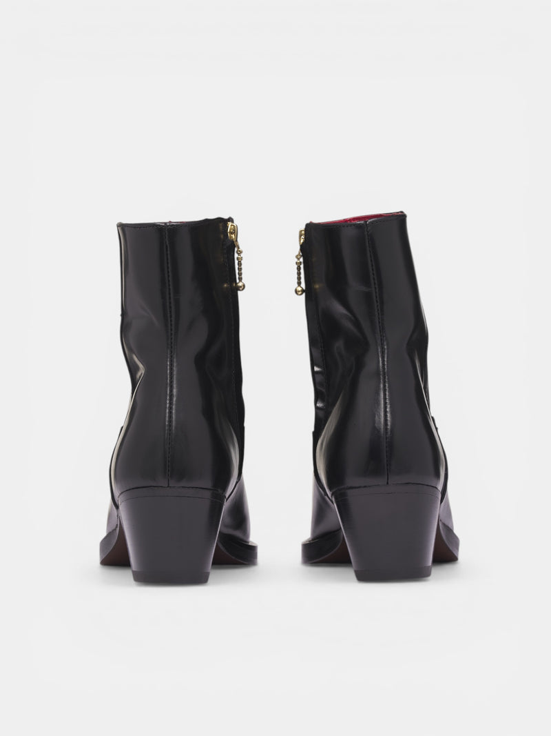 Black Leather Western Zip Boots (FT01H-LE01-BLACK-S26)