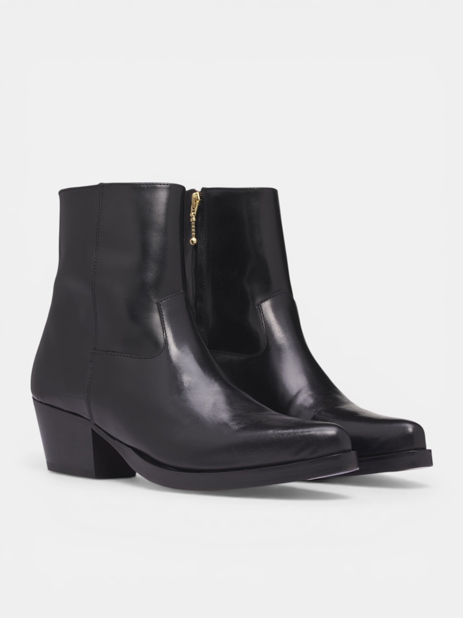 Black Leather Western Zip Boots (FT01H-LE01-BLACK-S26)
