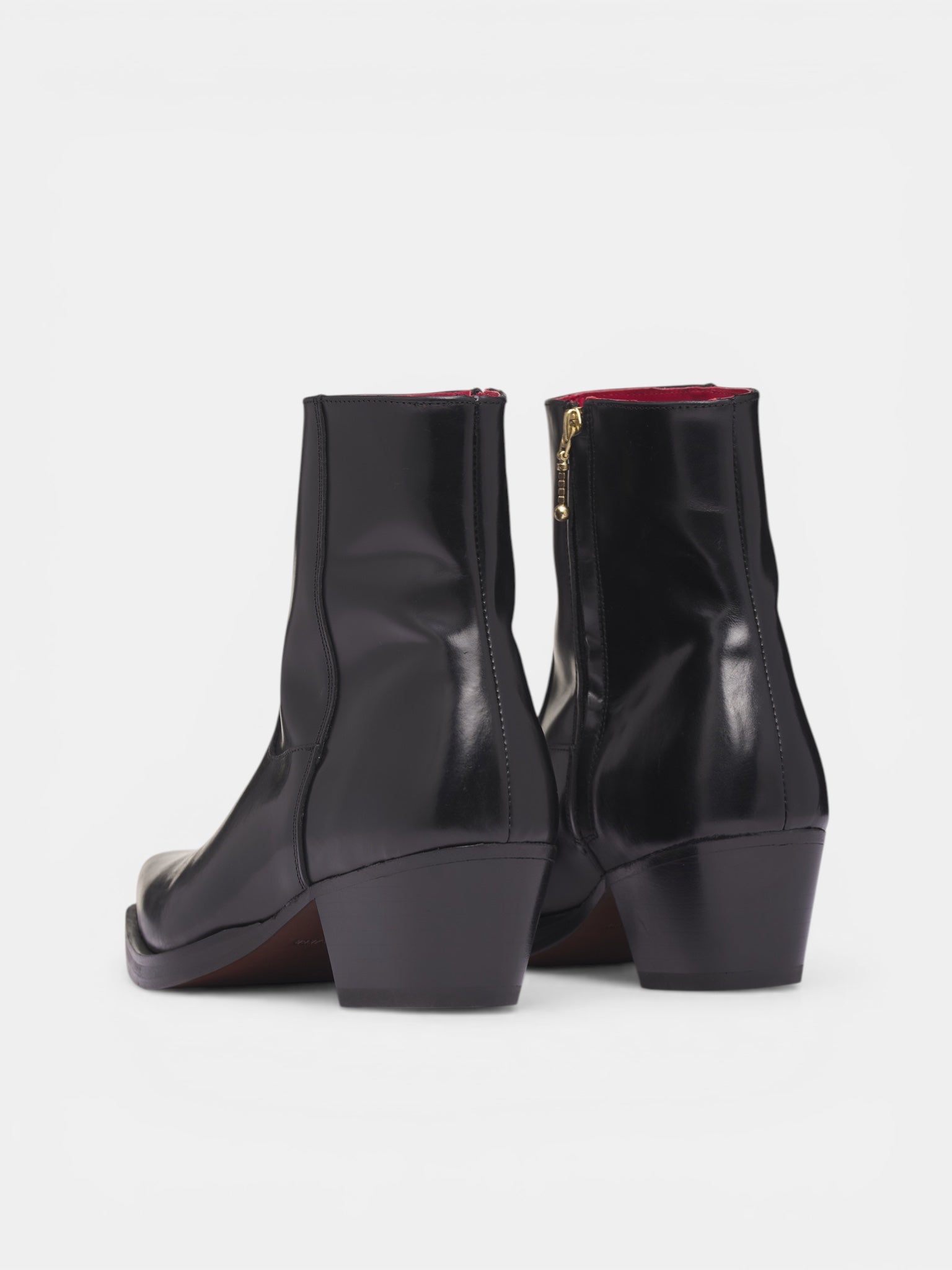 Black Leather Western Zip Boots (FT01H-LE01-BLACK-S26)