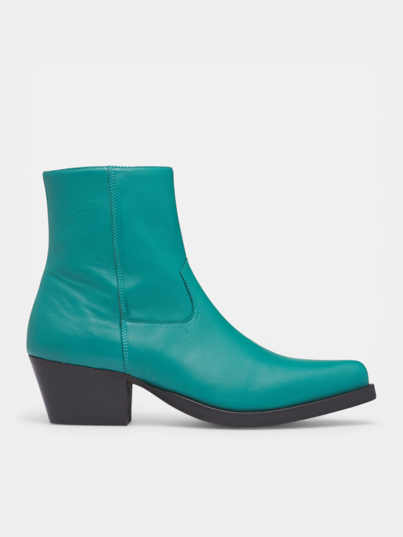 Green Leather Western Zip Boots (FT01H-LE67-JADE-GREEN)