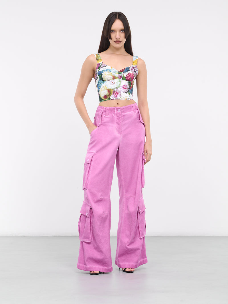 Nocturnal Flower Corset Top (F7W98T-HS5Q2-HA4YF-WHITE-PRINT)