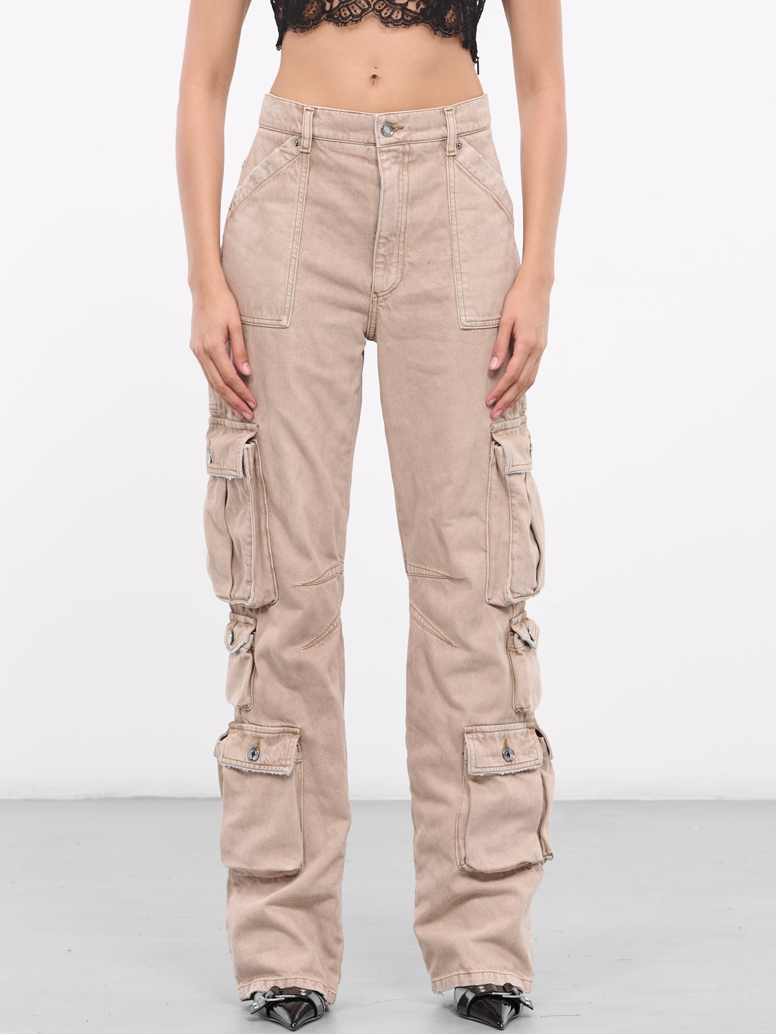 Buy WIDE LEG HIGH-WAISTED GREEN CARGO PANTS for Women Online in India