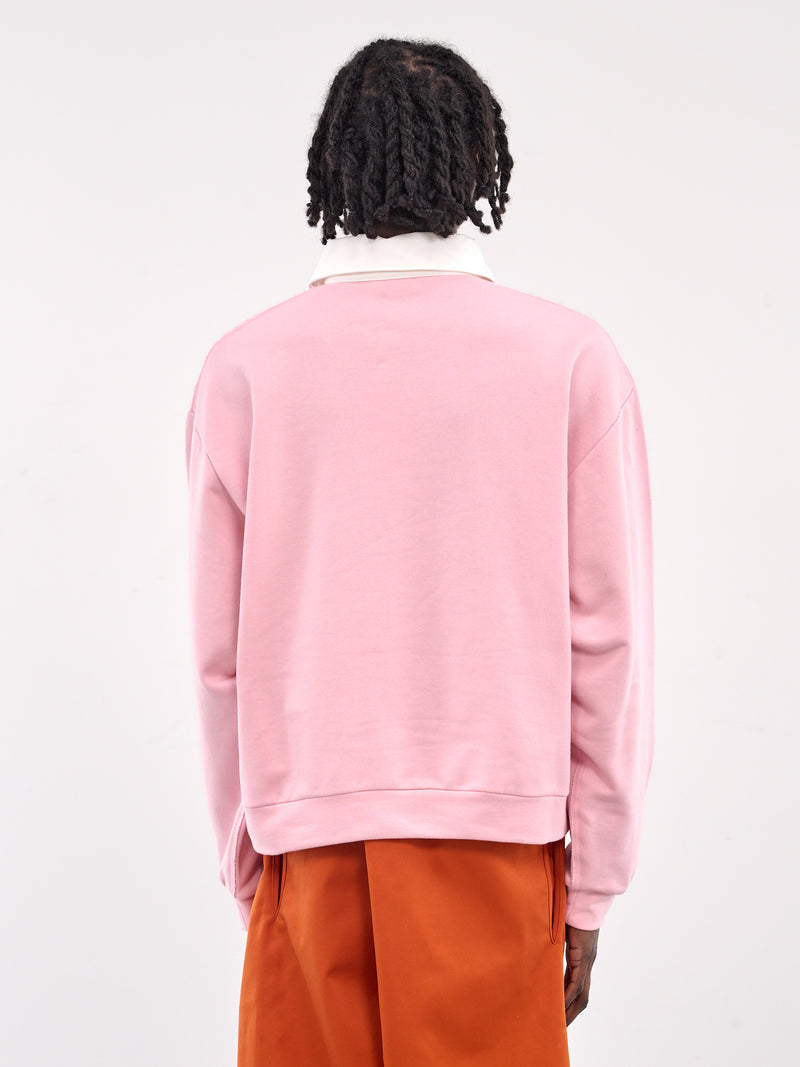 Long Sleeve Polo Sweatshirt (FUMU0145S0-UTC275-PINK-WHITE)