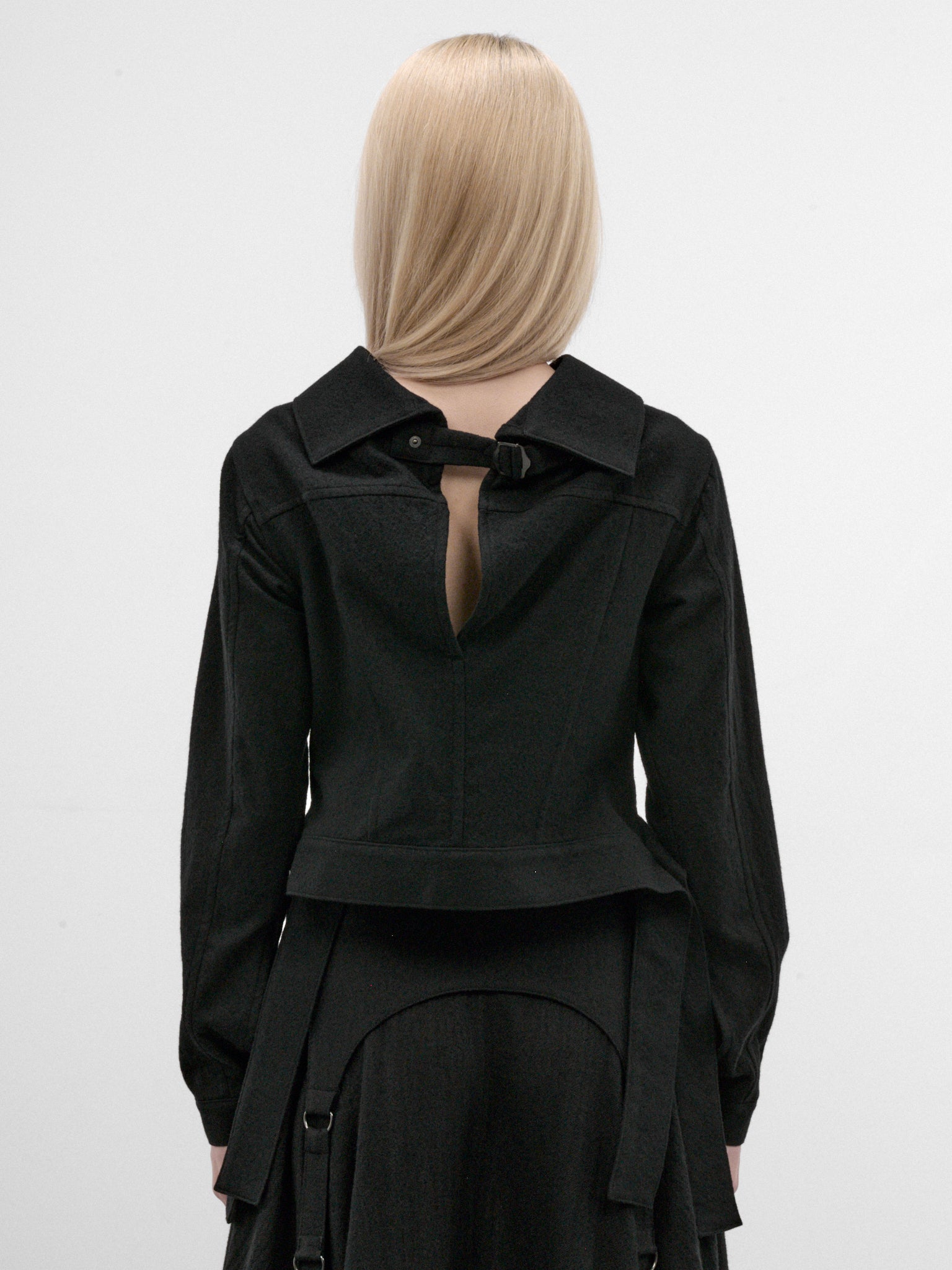 Black Cropped Keyhole Jacket (Black FW-J64-106-BLACK)