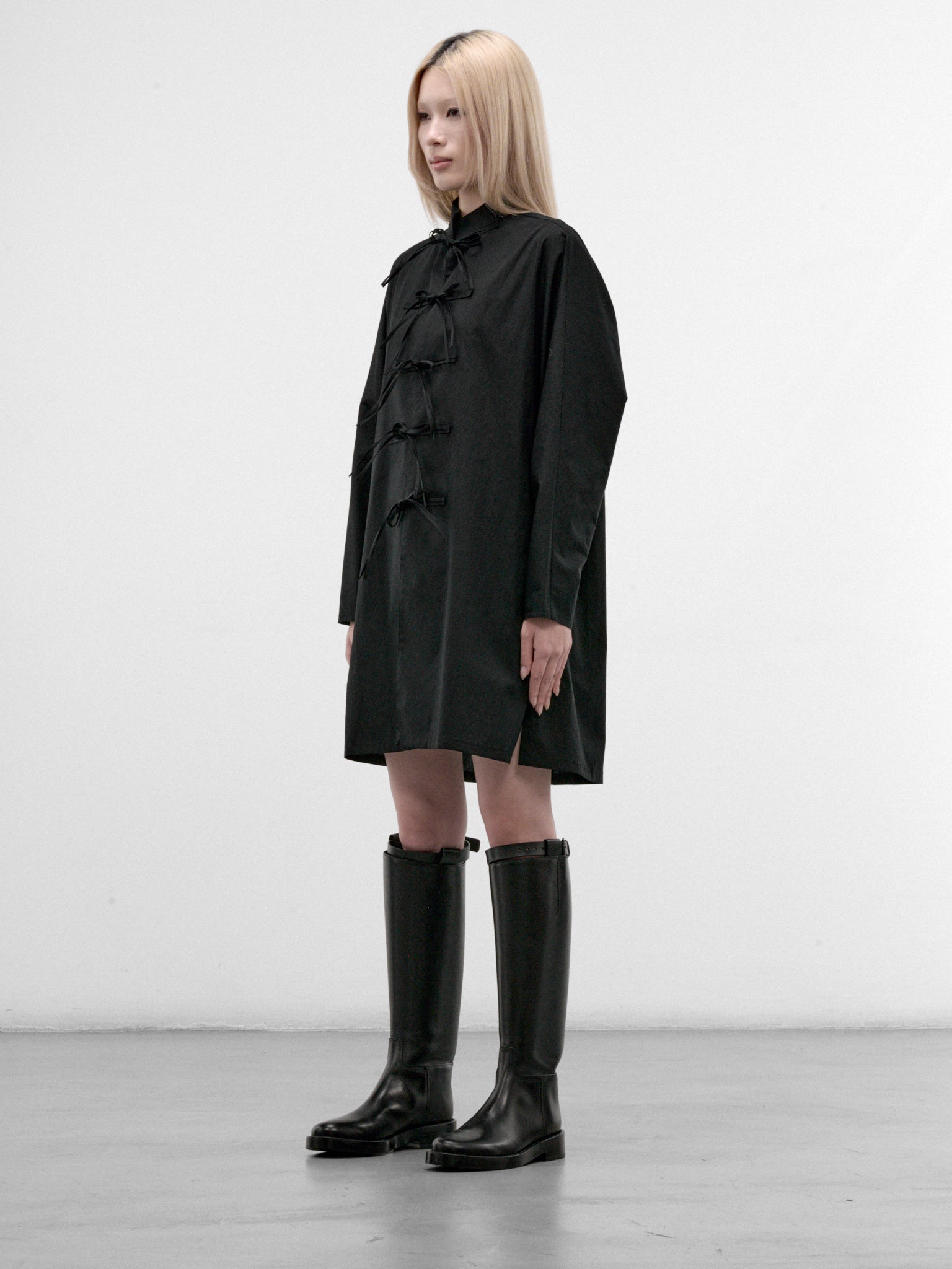 Black Long Tunic Shirt Dress (FW-D66-002-BLACK)
