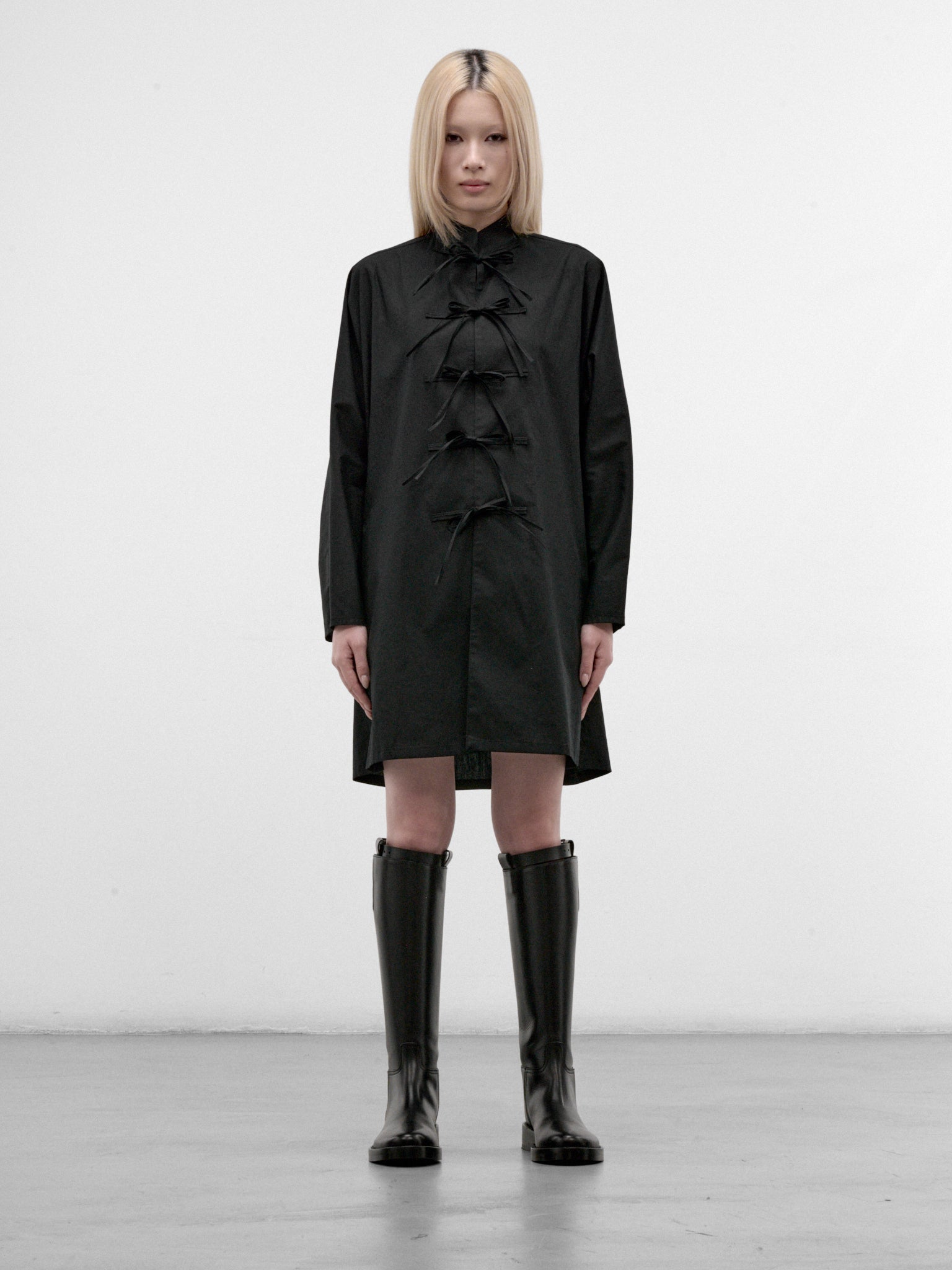 Black Long Tunic Shirt Dress (FW-D66-002-BLACK)
