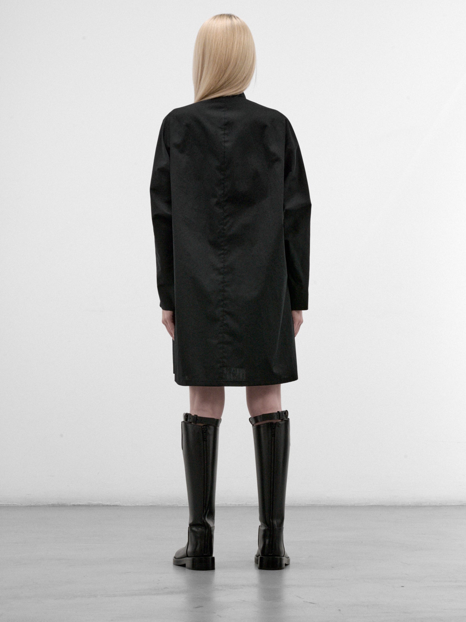 Black Long Tunic Shirt Dress (FW-D66-002-BLACK)