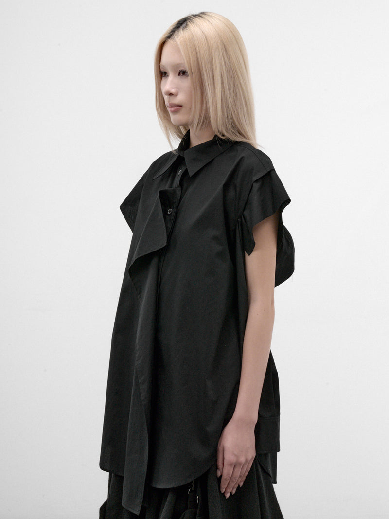 Black Asymmetric Drape Top (FW-B64-002-BLACK)