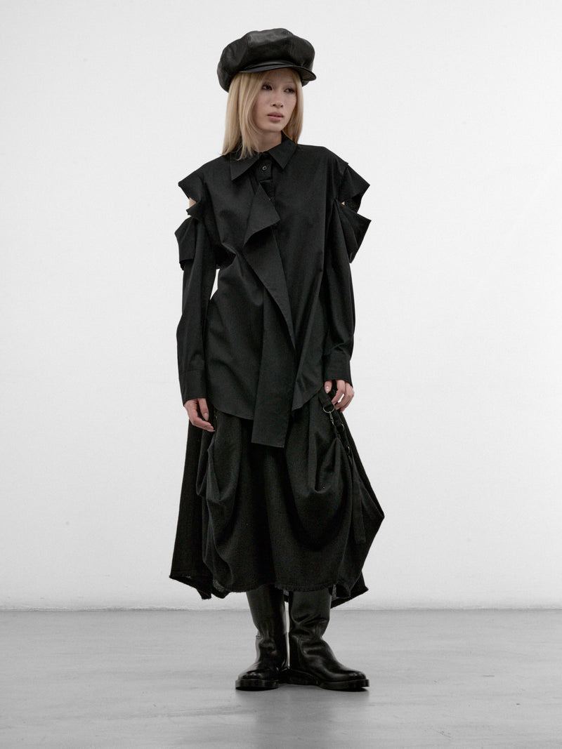 Black Asymmetric Drape Top (FW-B64-002-BLACK)