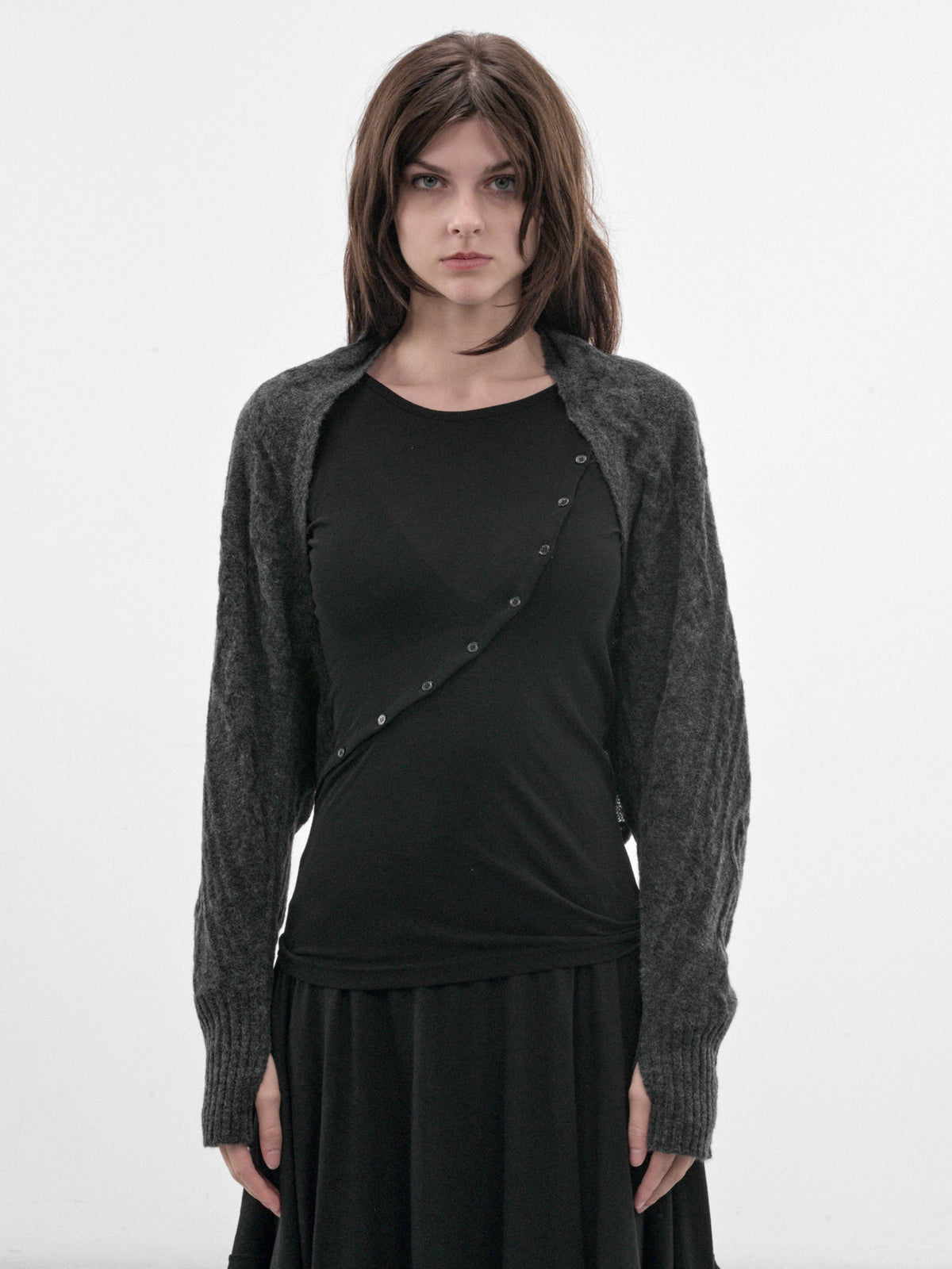 Charcoal Cable-Knit Bolero (FW-K35-196-1-CHARCOAL)