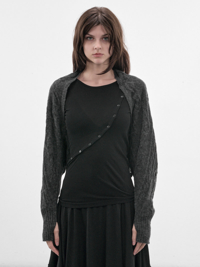 Charcoal Cable-Knit Bolero (FW-K35-196-1-CHARCOAL)