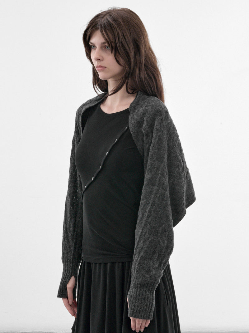 Charcoal Cable-Knit Bolero (FW-K35-196-1-CHARCOAL)