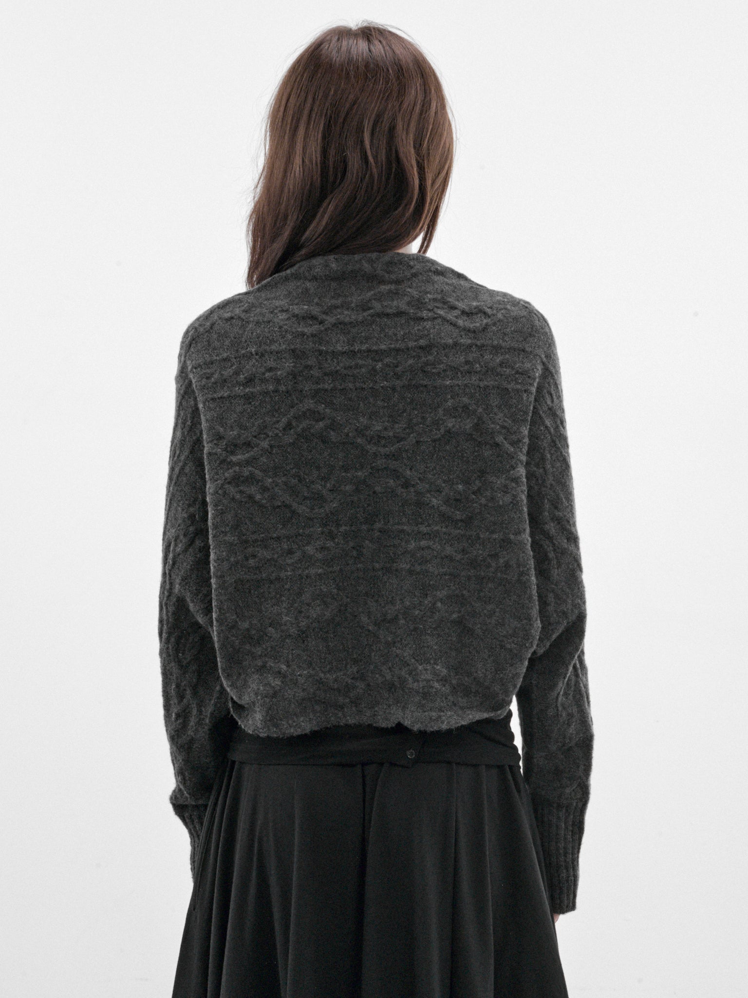 Charcoal Cable-Knit Bolero (FW-K35-196-1-CHARCOAL)