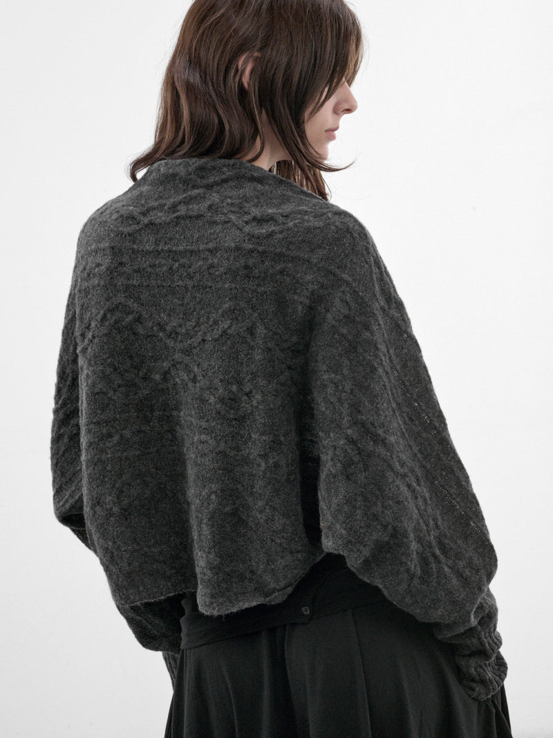 Charcoal Cable-Knit Bolero (FW-K35-196-1-CHARCOAL)