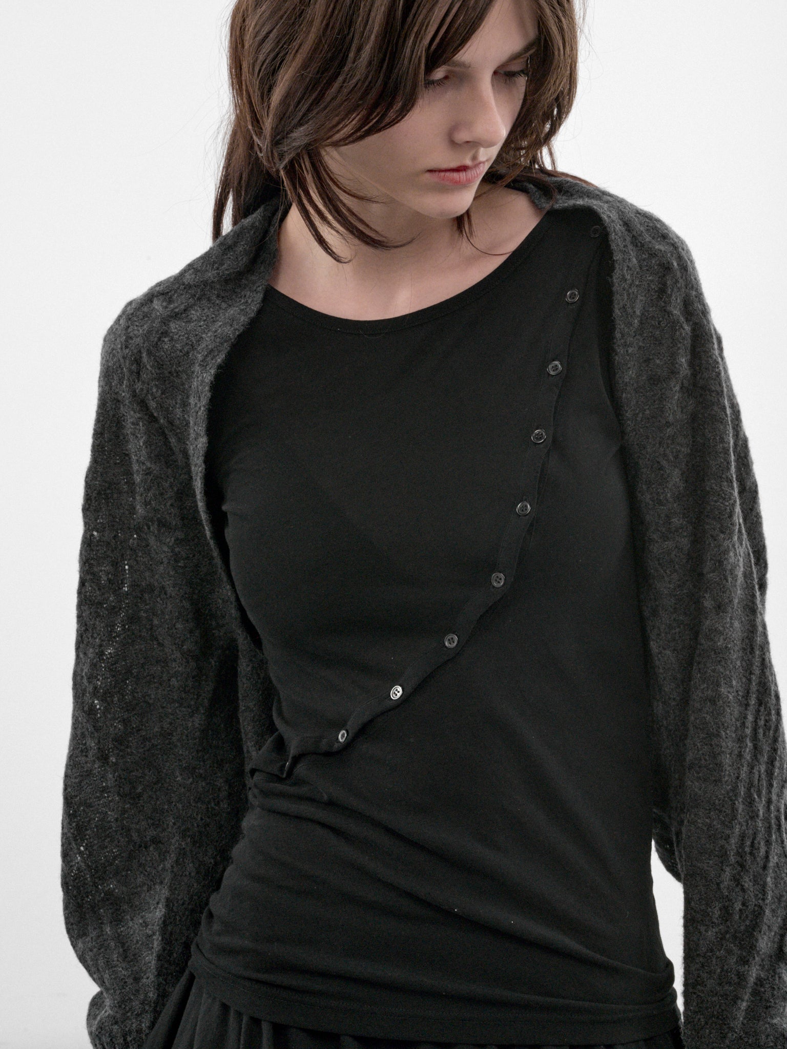Charcoal Cable-Knit Bolero (FW-K35-196-1-CHARCOAL)