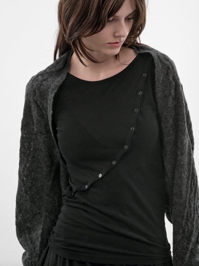 Charcoal Cable-Knit Bolero (FW-K35-196-1-CHARCOAL)