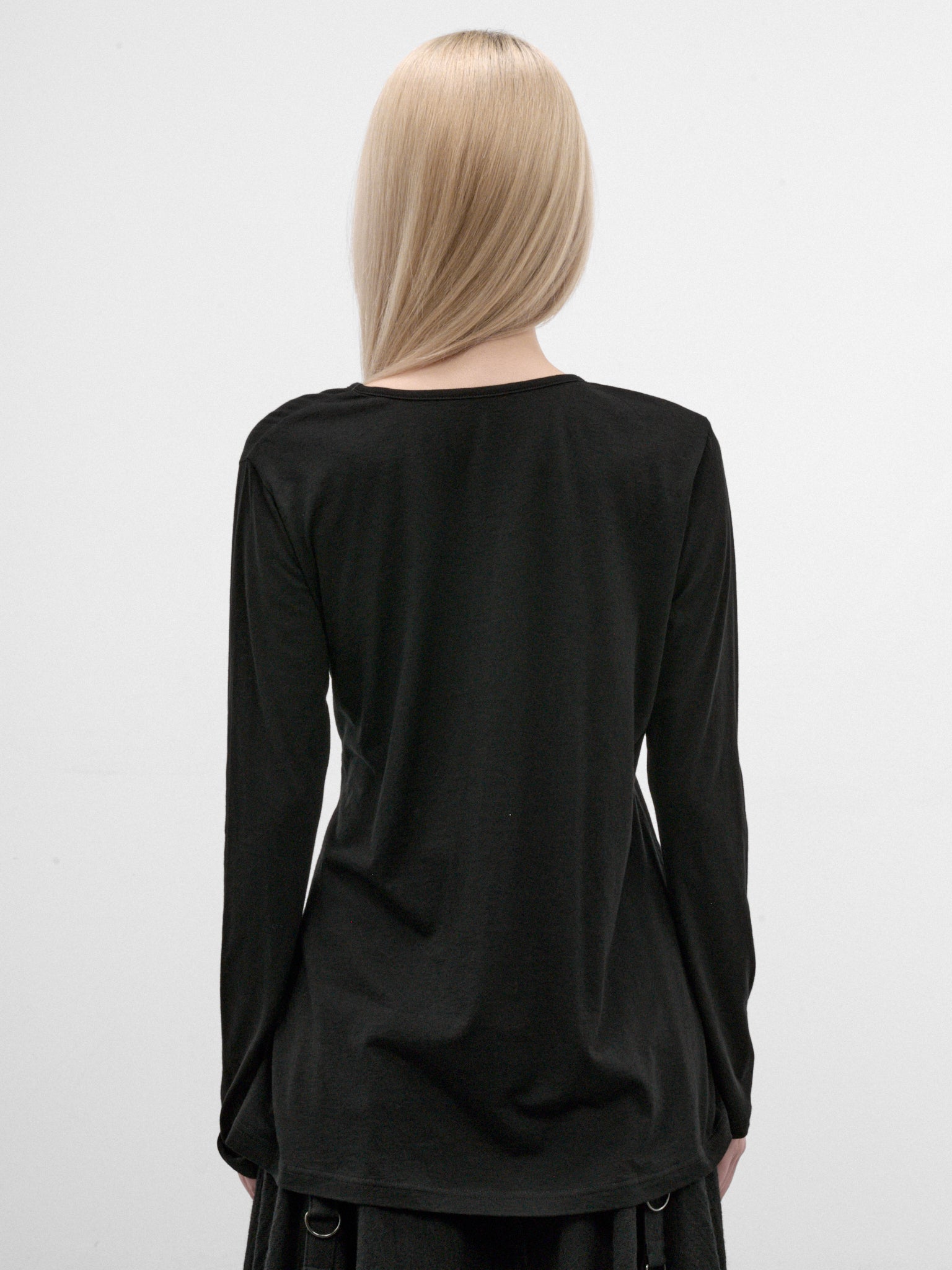 Black Asymmetric Wrap Long Sleeve (FW-T04-071-BLACK)
