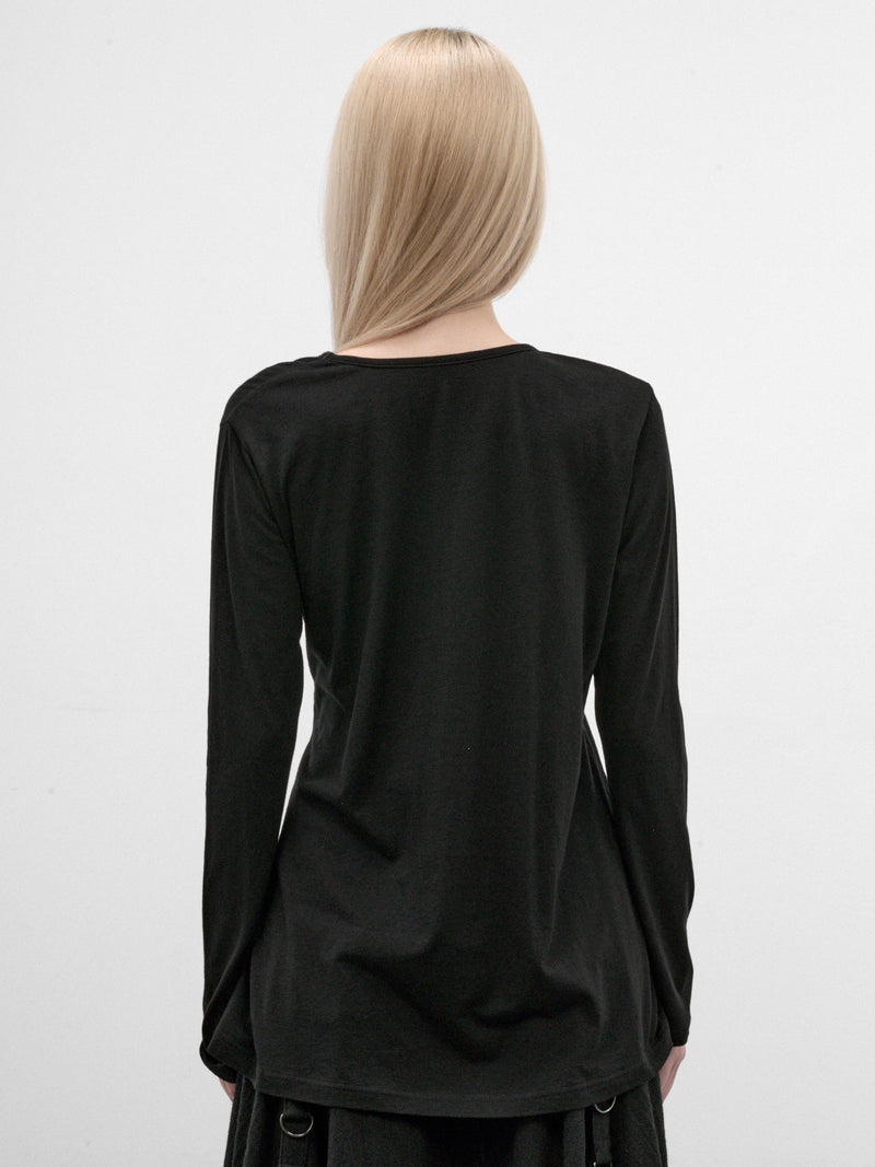 Black Asymmetric Wrap Long Sleeve (FW-T04-071-BLACK)