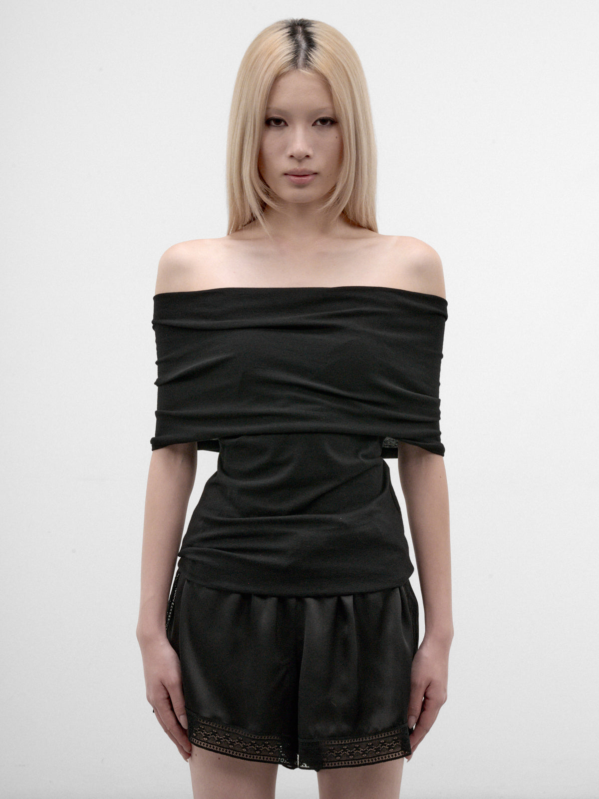 Black Off-Shoulder Cotton Top (FW-T06-072-BLACK)