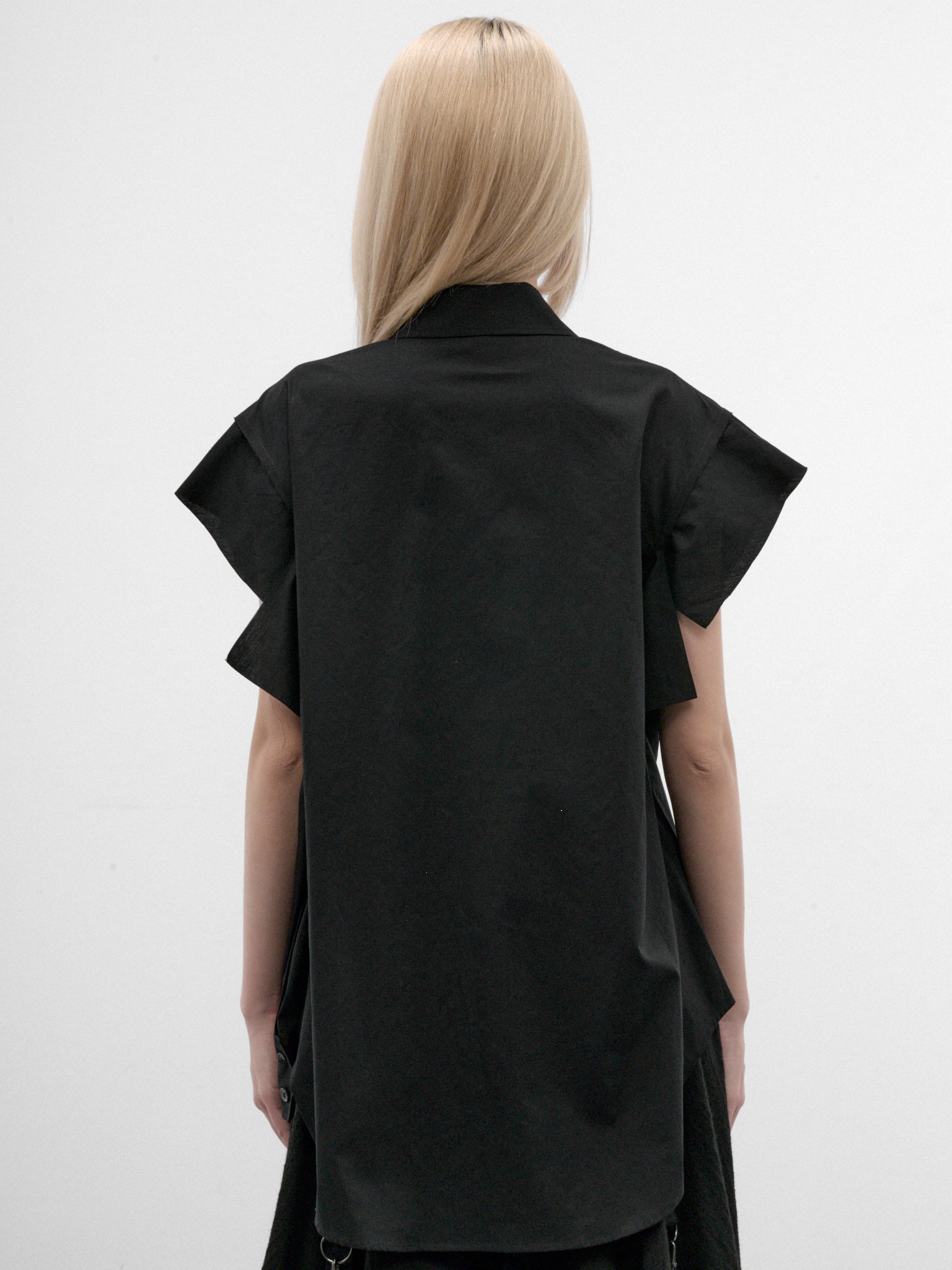 Black Asymmetric Drape Top (FW-B64-002-BLACK)