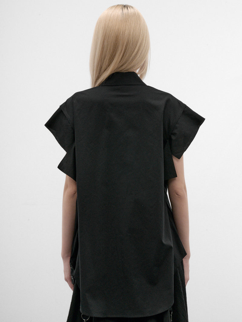 Black Asymmetric Drape Top (FW-B64-002-BLACK)