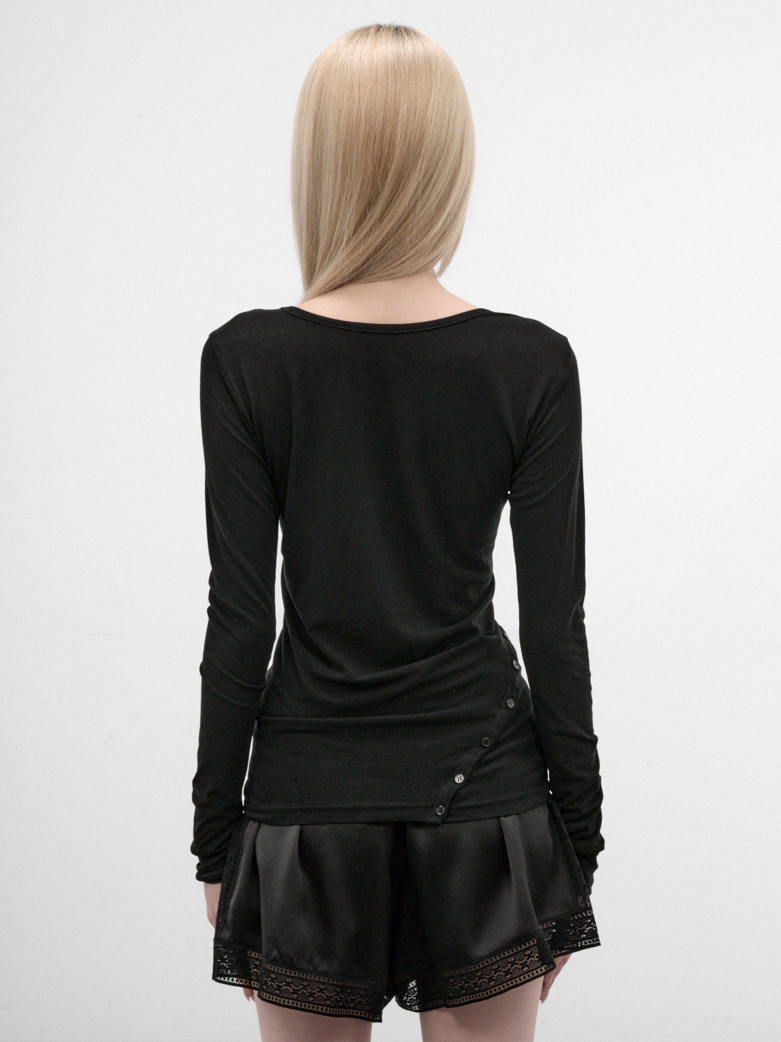Black Twisted Diagonal Button Top (FW-T25-080-BLACK)