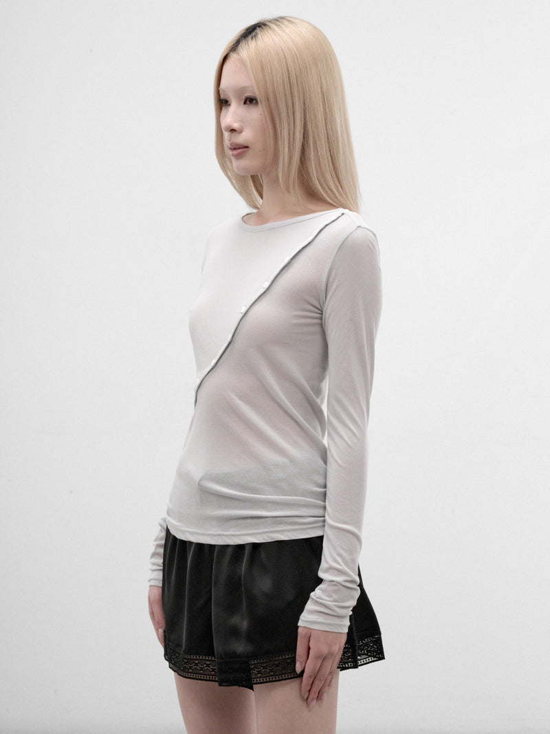 Grey Twisted Diagonal Button Top (FW-T25-080-GREY)