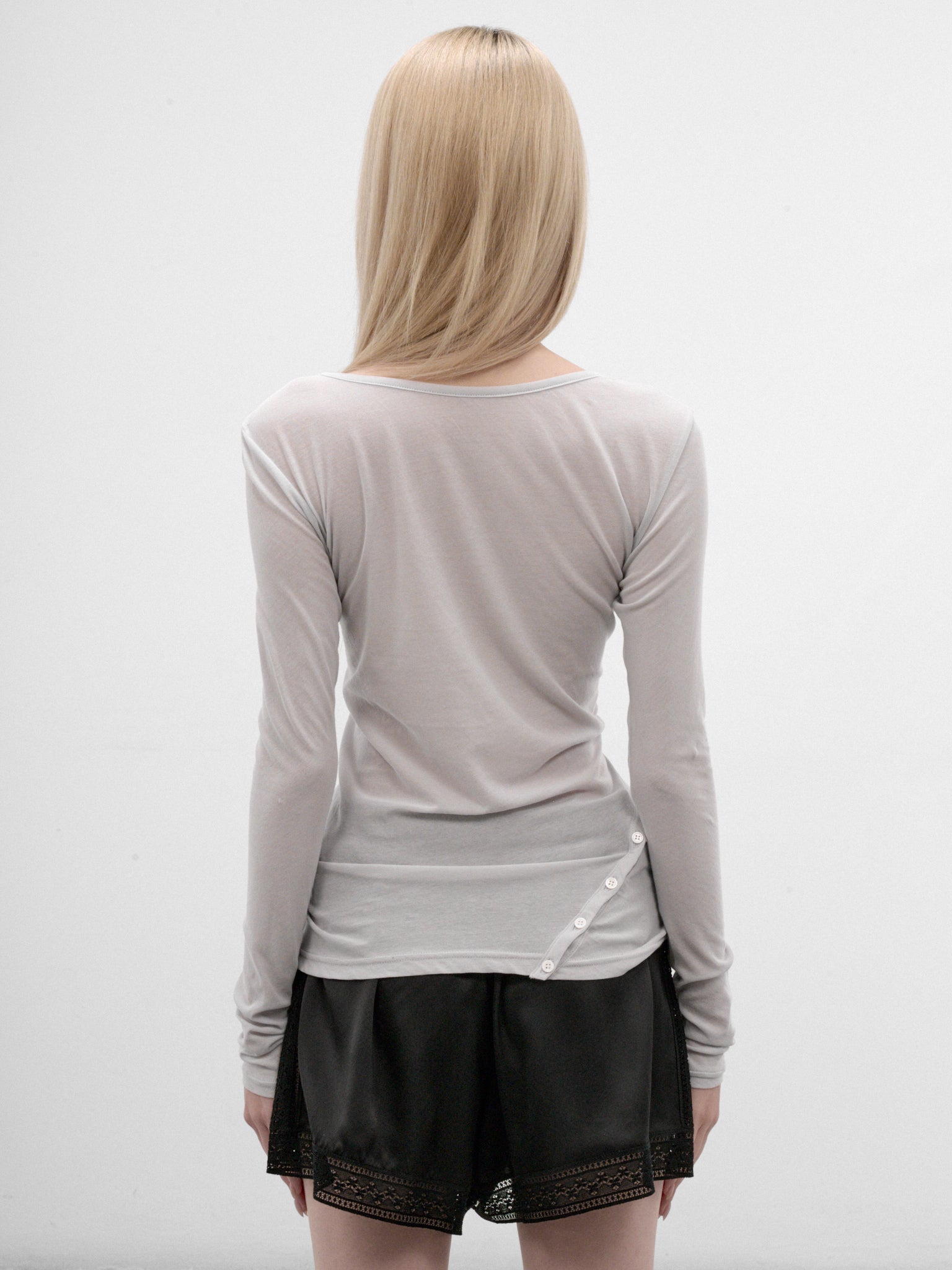 Grey Twisted Diagonal Button Top (FW-T25-080-GREY)