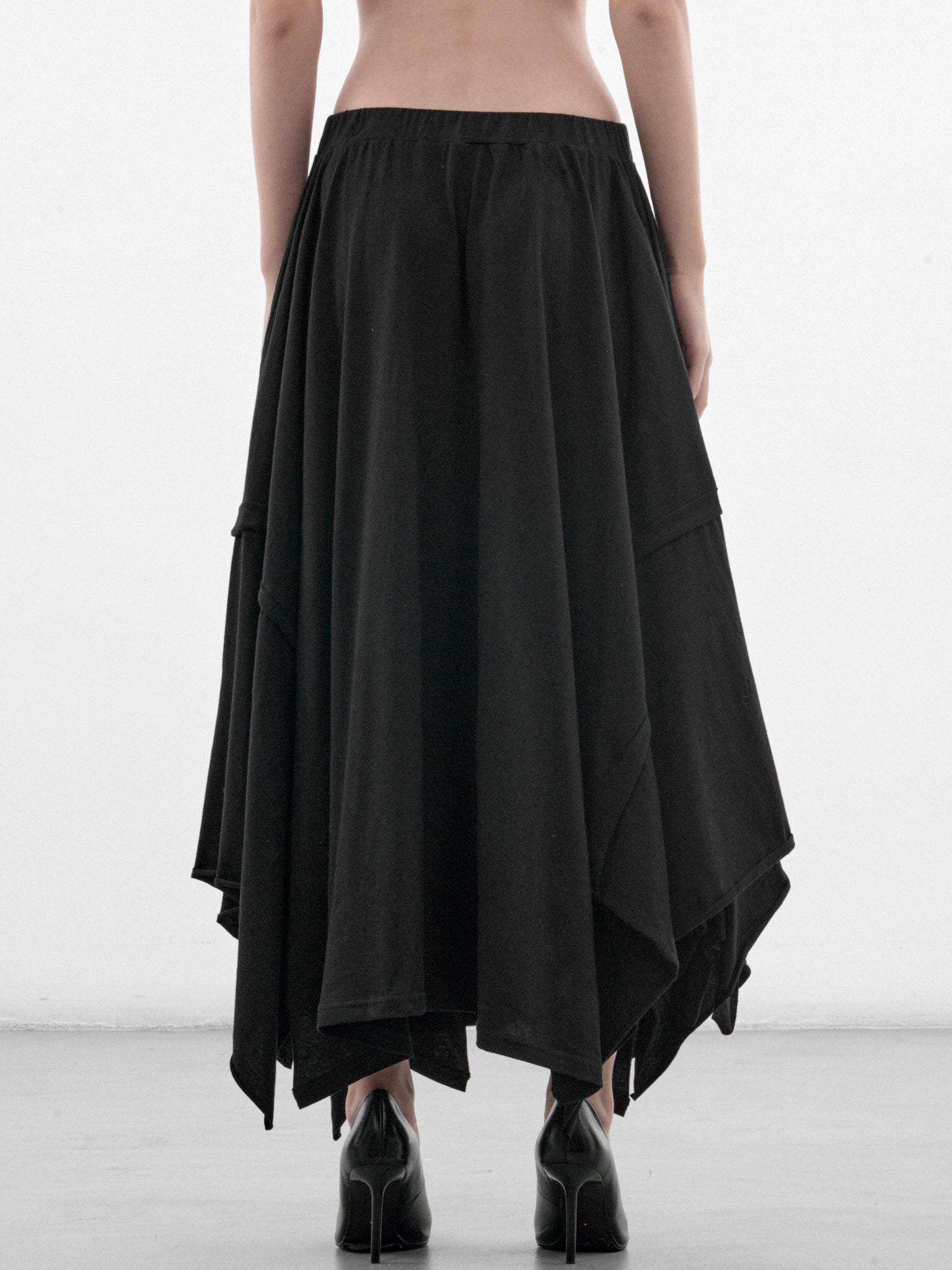 Black Cotton Draped Skirt (FW-T61-083-1-BLACK)