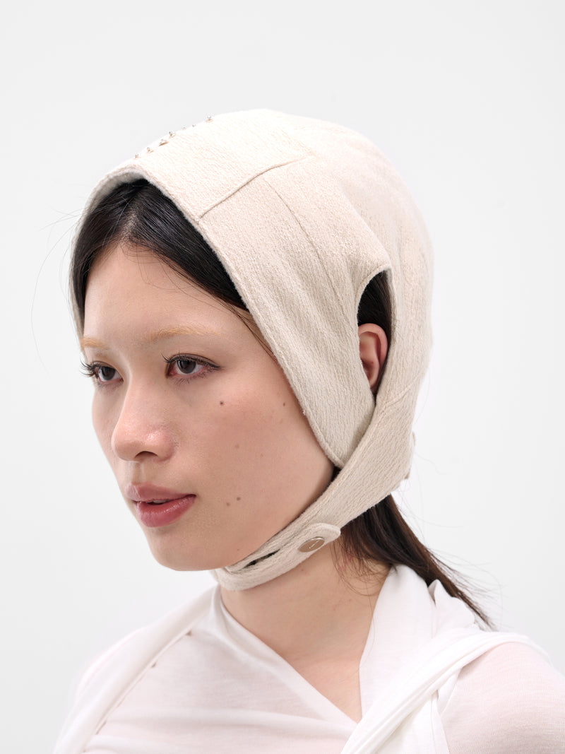 Beige Beaded Aviator Hat (FW25-AC4BG-BEIGE)